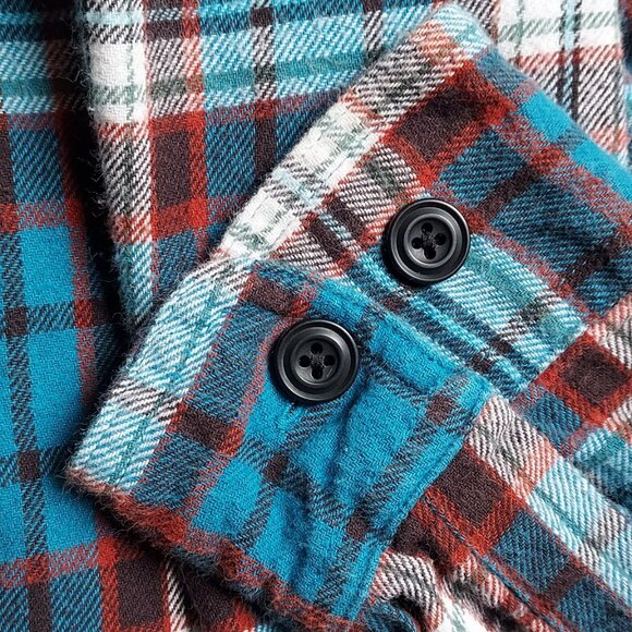 Coleman teal and red plaid flannel shirt - Picture 7 of 7